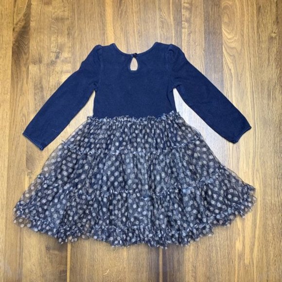 BARDOT JUNIOR Girls Tulle Dress 2 2T Toddler Girl Polka Dots Tulle Black Brown - Picture 2 of 7